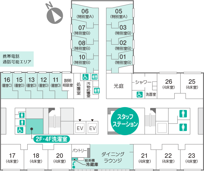 2階～4階フロアの地図